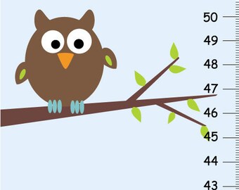 Personalized Owl Canvas Growth Charts- blue and brown