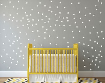 White Stars Children Wall Decal, Patterned Stars Wall Stickers, Vinyl Kids Wall Art