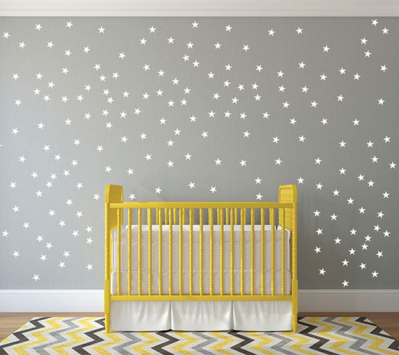 55 Silver Stars Pattern Vinyl Wall Art Decals Nursery Room Decor Wall Stickers