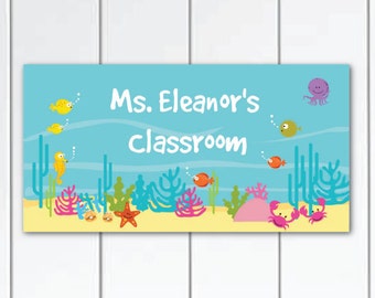 ocean-themed-teachers-classroom-door-sign---sea-animals-teacher gift