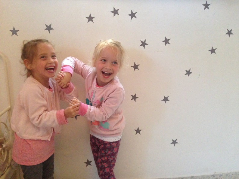 Vinyl Kids Wall Art black and white room White Stars Children Wall Decal Patterned Stars Wall Stickers