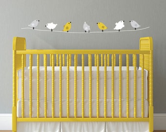 Birds on a Wire Wall Decal, Nursery Vinyl Wall Decals for Girls Bedroom Wall Decor