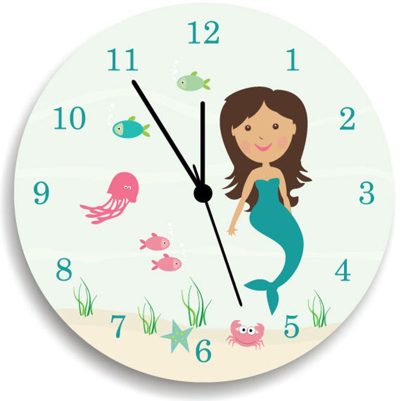 Kids Wall Clock Children Room Decor Mermaid WALL CLOCK for | Etsy