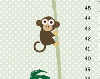 Monkey Canvas Growth Chart, Kids Height Chart with Polka Dots