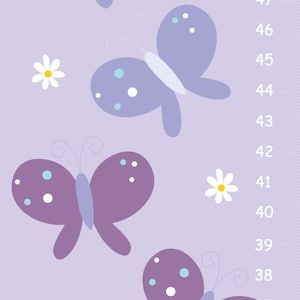 Butterfly gepersonaliseerde GROEI Grafiek in Lavendel en paars - Butterfly Nursery Decor, Growth Chart Girl, Hoogte Grafiek