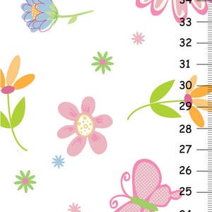 Canvas Groeimeter - Vlindertuinfeestje roze