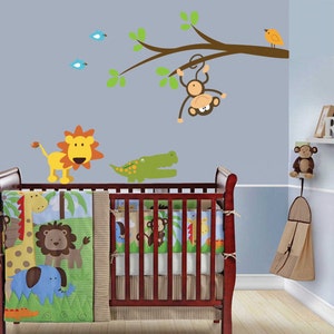 Jungle Wall Decals, Nursery Jungle Stickers, Jungle Animal Decals for Children