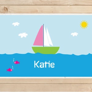 Kids-Personalized-Placemat---Sailboat-Placemat-in-pink--Laminated-Placemat