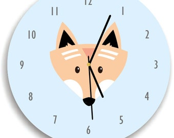 Fox orologio da parete - orologio di parete di Woodland, Pastello Nursery kids room decor