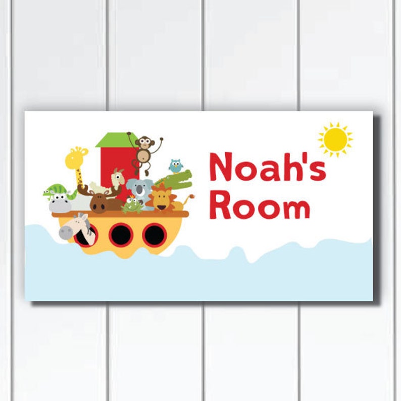 Personalized Door Sign for Children Bedroom, Noah's Ark, Nursery Wall Art image 1