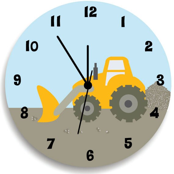 Boys Bedroom Wall Clock Construction Nursery Room Decor