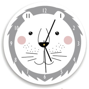 Lion Wall Clock -  kids room decor-Black and white nursery  - Lion Nursery Clock  - Lion Nursery Art Clock  - Bedroom Decor
