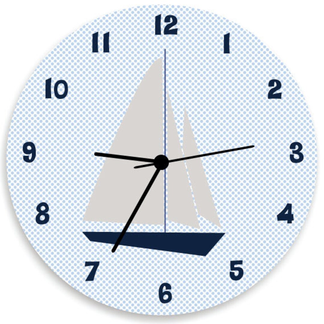Little Sail Boat Wall Clock, Nautical Boys Wall Clock, Kids Wall Art Etsy