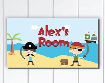 Pirate Bedroom Door Sign Personalised MDF Decor Ship Gift Kids Plaque 28x10