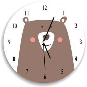 Bear nursery wall clock, Bear wall clock, Bear clock, Woodland nursery, Woodland nursery decor  - kids room