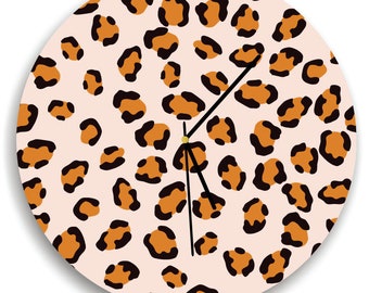 Leopard Print Wall Clock, Girl's Wall Clock With Leopard Print, Leopard Nursery Room Decor, Animal Print Clock, Baby Girl Wall Clock