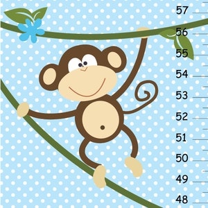 Personalized Monkey Canvas Growth Chart in Light blue