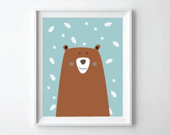 Bear Wall Art, Woodland Nursery Wall Art, Bear Nursery Prints, Bear Nursery, Bear Nursery Decor, Woodland Creatures, Baby Gift