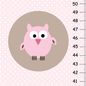 Uilen groei grafiek voor meisjes slaapkamer, gepersonaliseerde kwekerij muur opknoping, meisjes aangepaste cadeau roze en witte polka dot