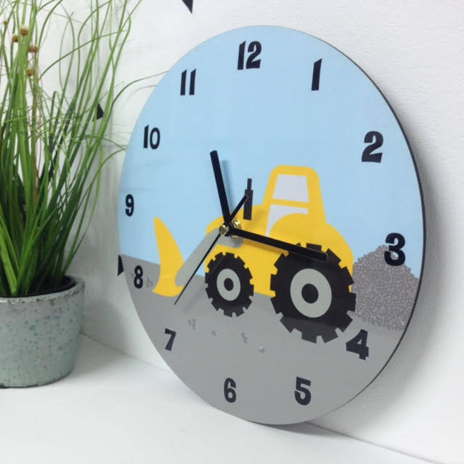 Boys Bedroom Wall Clock Construction Nursery Room Decor Etsy