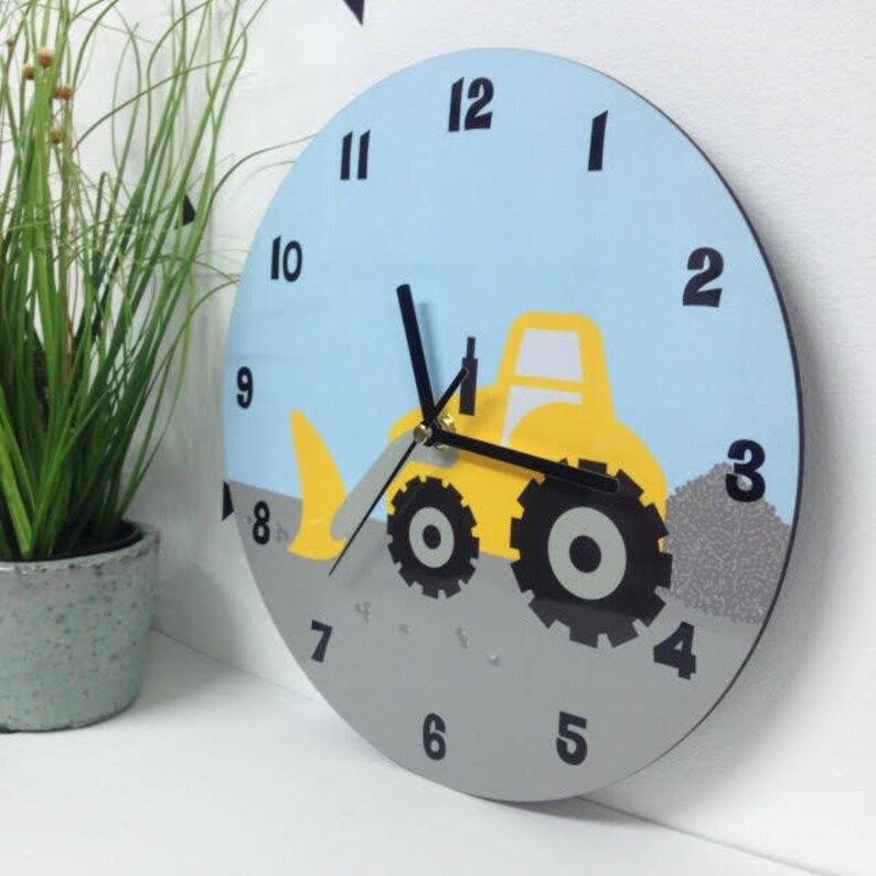 Boys Bedroom Wall Clock, Construction Nursery Room Decor image 2