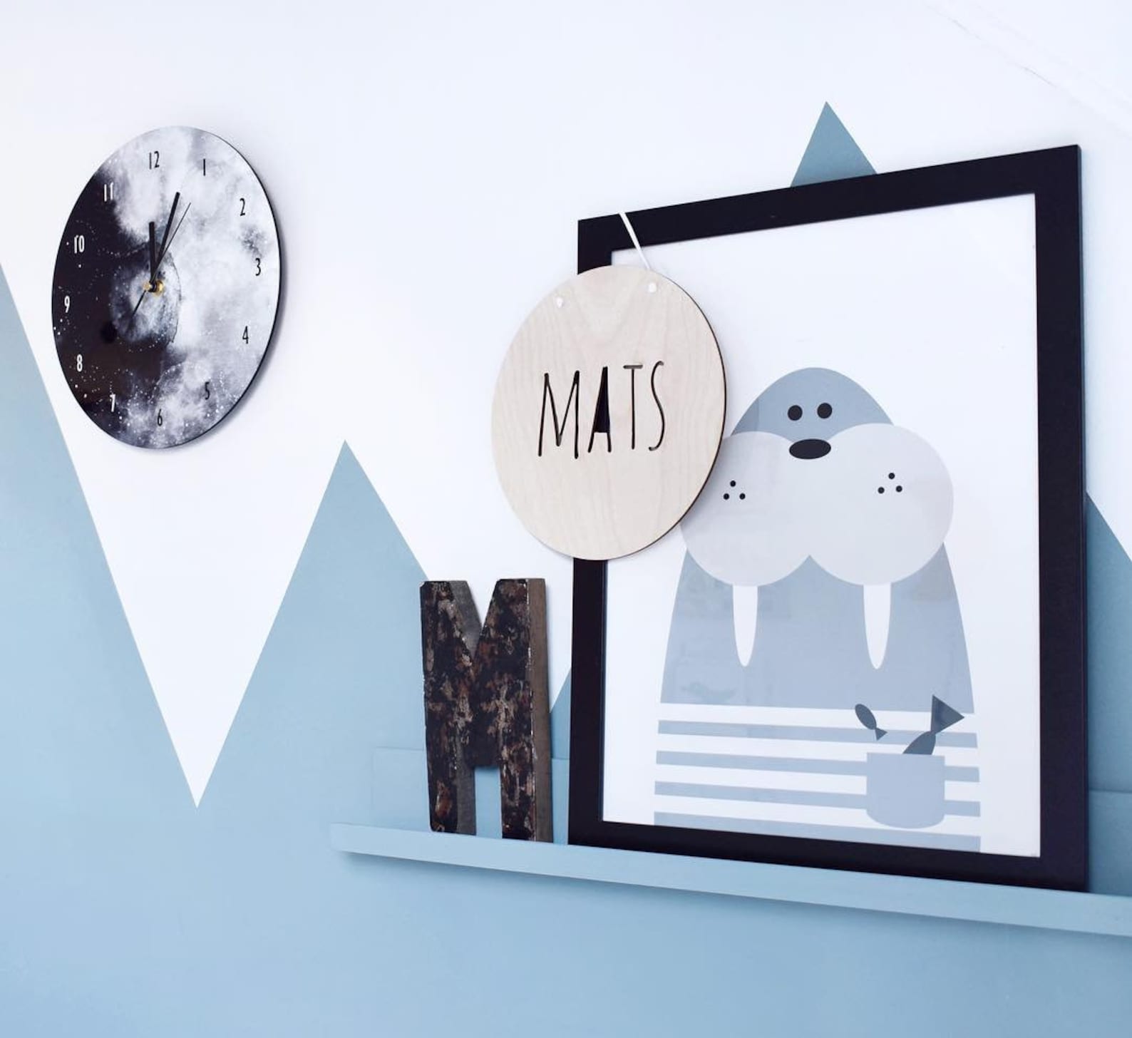 Moon wall Clock Full Moon Wall clock Moon Art Watercolor | Etsy