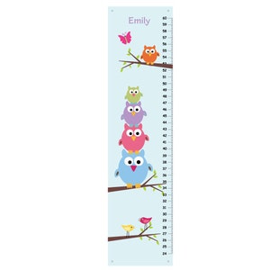 Personalized Stacked Owls GROWTH CHART Kids Bedroom Baby Nursery Wall Art image 2
