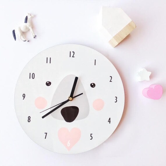 Reloj de pared polar bear decoracion de la habitacion para ninos arte de la pared del oso reloj de cara de animal guarderia en blanco y negro guarderia nordica Etsy Mexico
