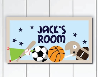 All Star Boys Sports Door sign - Football Baseball Bedroom DOOR SIGN Wall Art