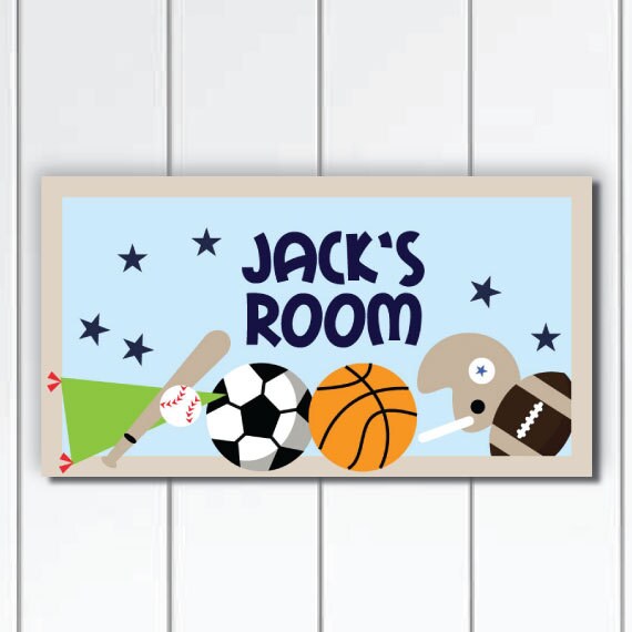 Personalized Boys Door Sign Sports Etsy