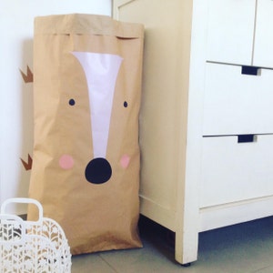 Deer Paper bag Storage for Toys, Craft Paper Bag, Nursery Toys Basket, kids paper storage bag image 1