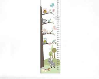 Personalized woodland growth chart, Woodland fox and owls nursery - Children Growth Chart - woodland forest friends height chart