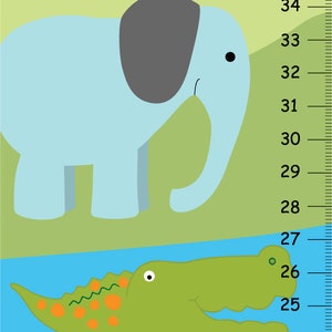 Personalisierte Dschungel Safari Tiere WACHSTUM TABELLE Elefant Affe Löwe Giraffe Baby Schlafzimmer Kinderzimmer Wandkunst
