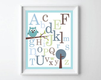 ABC Alphabet Poster print - Baby nursery wall decor - 11X14
