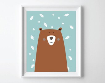 Bear Wall Art, Woodland Nursery Wall Art, Bear Nursery Prints, Bear Nursery Decor, Woodland Creatures, Baby Gift, printable bear
