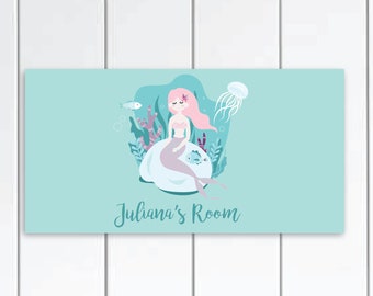 Personalized Mermaid Door Sign - Mermaid Bedroom for girls ,Mermaid Nursery Decor. Mermaid Bedroom Decor, Mermaid Decor.