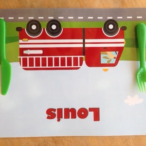 Fire truck placemat Personalized Placemat for Kids image 4