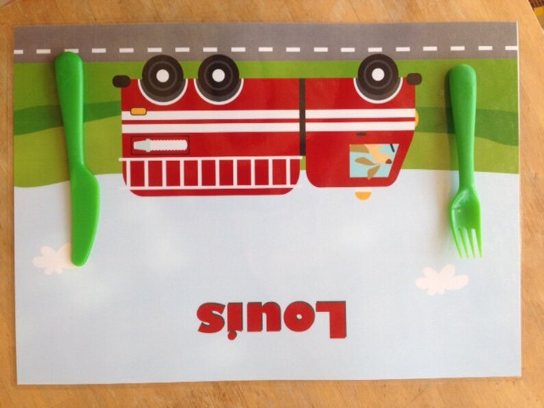 Fire truck placemat Personalized Placemat for Kids image 4