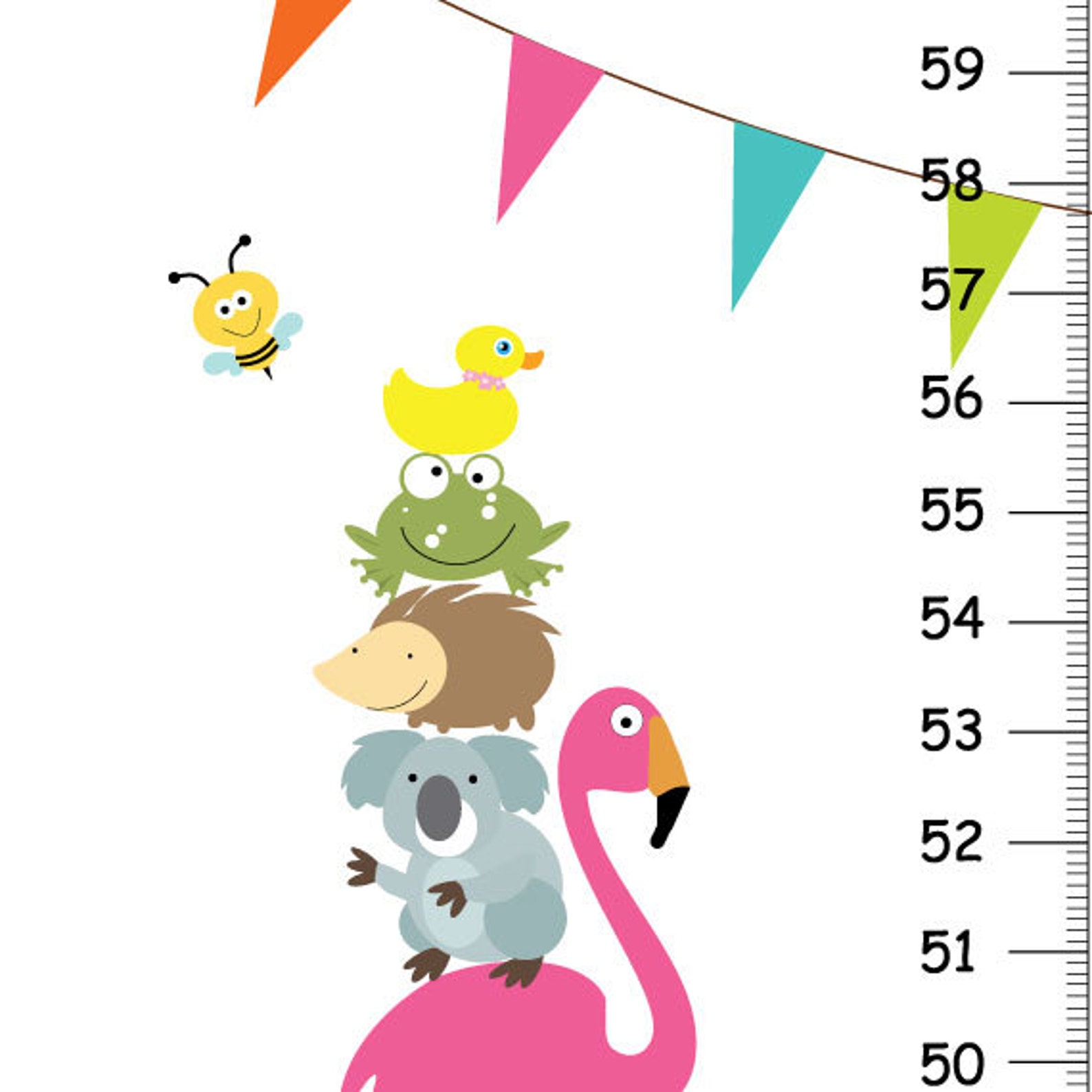 Download Zoo Animals Friends Growth Chart Frog monkey hippo in Pink ...