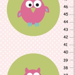 Gepersonaliseerde roze uilen Groeigrafiek voor meisjes
