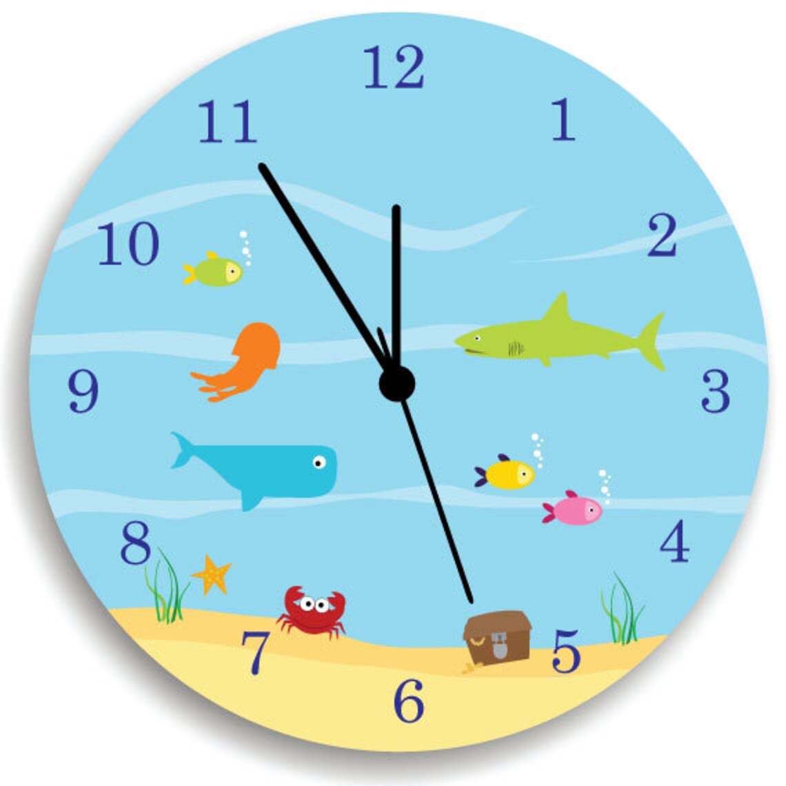 Kids Wall Clock, Children Room Decor Life Under the Sea WALL CLOCK for ...