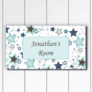 Boys DOOR SIGN Star Aqua Boys Bedroom and Baby Nursery Kids Bedroom Wall Art