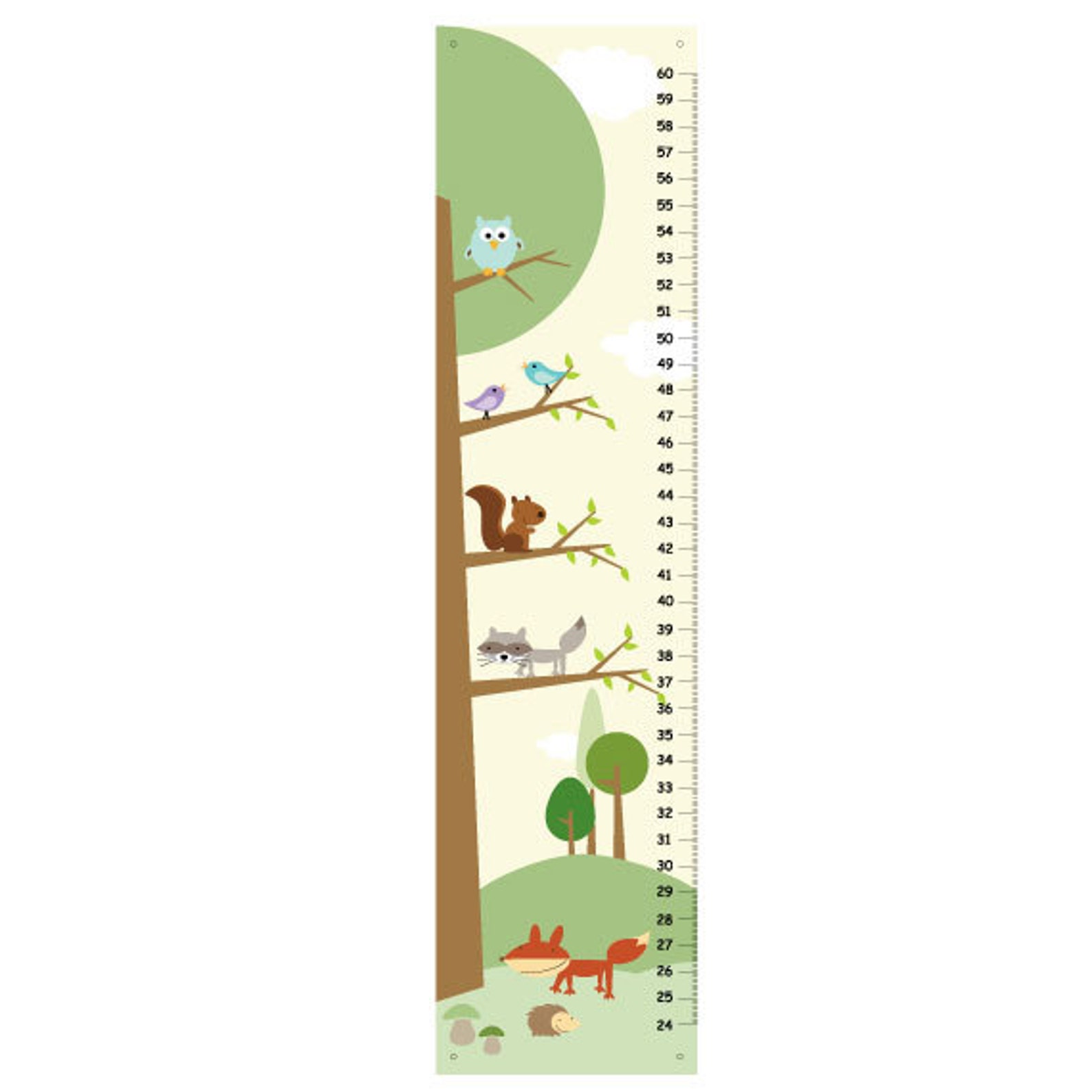 Personalized Nursery Growth Chart Woodland Forest Friends Etsy