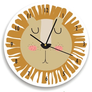 Lion Wall Clock -  kids room decor-pink and beige nursery  - Lion Nursery Clock  - Lion Nursery Art Clock  - Bedroom Decor