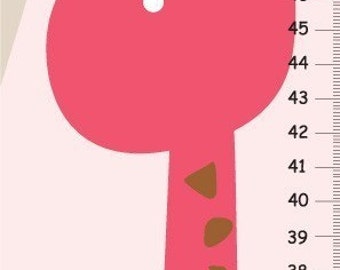 Personalized Pink giraffe growth chart for girls