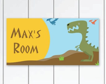 Personalized Nursery Dinosaurs Door Sign Plaque, Custom Baby Shower Gift, Dinosaurs Kids Wall Hanging,