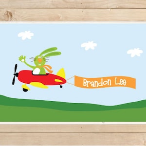 Airplane-placemat-Personalized-rabbit-airplane-Placemat-for-Kids