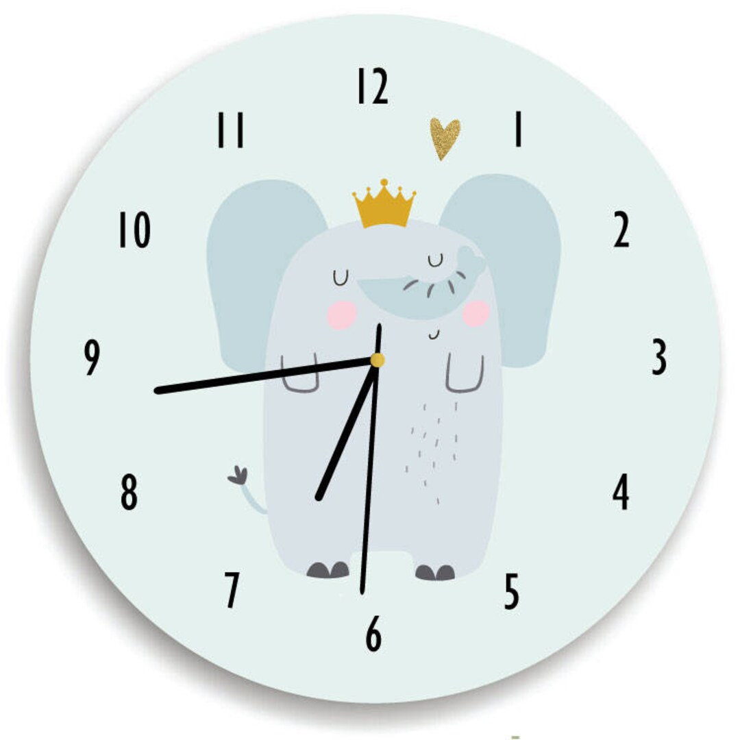 Elephant Nursery Wall Clock, Children Room Decor Elephant WALL CLOCK