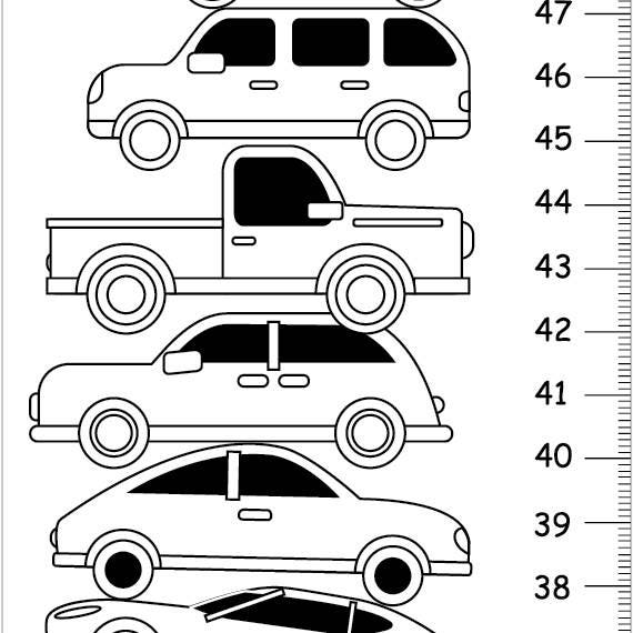 Personalized Cars Height Chart, Black and white Kids Wall Decor, Canvas Boys Growth Chart,black and white room