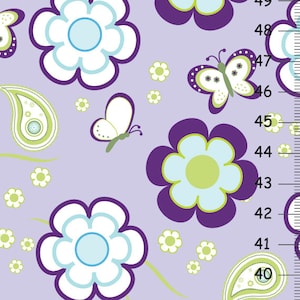 Mooie bloemen vlinders en Paisleys in lavendel paars en groen- Meisjes gepersonaliseerde groei grafiek